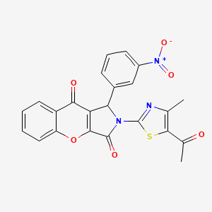 molecular formula C23H15N3O6S B4090326 2-(5-ACETYL-4-METHYL-1,3-THIAZOL-2-YL)-1-(3-NITROPHENYL)-1H,2H,3H,9H-CHROMENO[2,3-C]PYRROLE-3,9-DIONE 