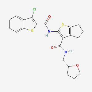 molecular formula C22H21ClN2O3S2 B4090337 3-chloro-N-(3-{[(tetrahydro-2-furanylmethyl)amino]carbonyl}-5,6-dihydro-4H-cyclopenta[b]thien-2-yl)-1-benzothiophene-2-carboxamide 