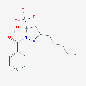 molecular formula C16H19F3N2O2 B409039 3-pentyl-1-(phenylcarbonyl)-5-(trifluoromethyl)-4,5-dihydro-1H-pyrazol-5-ol 