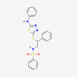 molecular formula C22H20N4O2S3 B4090392 N-[2-[(5-anilino-1,3,4-thiadiazol-2-yl)sulfanyl]-2-phenylethyl]benzenesulfonamide 