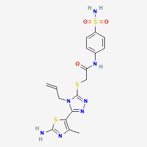 molecular formula C17H19N7O3S3 B4090394 2-[5-(2-amino-4-methyl(1,3-thiazol-5-yl))-4-prop-2-enyl(1,2,4-triazol-3-ylthio)]-N-(4-sulfamoylphenyl)acetamide 