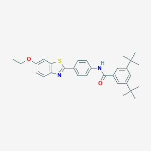 molecular formula C30H34N2O2S B409040 3,5-ditert-butyl-N-[4-(6-ethoxy-1,3-benzothiazol-2-yl)phenyl]benzamide 