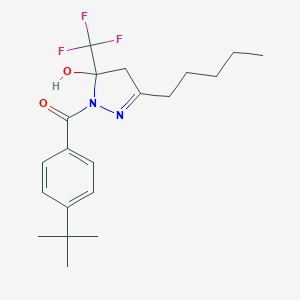molecular formula C20H27F3N2O2 B409041 (4-tert-butylphenyl)[5-hydroxy-3-pentyl-5-(trifluoromethyl)-4,5-dihydro-1H-pyrazol-1-yl]methanone 
