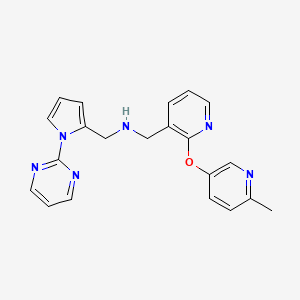 molecular formula C21H20N6O B4090412 ({2-[(6-methyl-3-pyridinyl)oxy]-3-pyridinyl}methyl){[1-(2-pyrimidinyl)-1H-pyrrol-2-yl]methyl}amine 