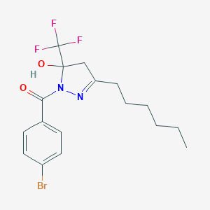 Methanone, (4-bromophenyl)(5-trifluoromethyl-3-hexyl-5-hydroxy-2-pyrazolin-1-yl)-