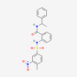 molecular formula C22H21N3O5S B4090447 2-{[(4-methyl-3-nitrophenyl)sulfonyl]amino}-N-(1-phenylethyl)benzamide 