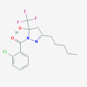 molecular formula C16H18ClF3N2O2 B409046 (2-chlorophenyl)[5-hydroxy-3-pentyl-5-(trifluoromethyl)-4,5-dihydro-1H-pyrazol-1-yl]methanone 