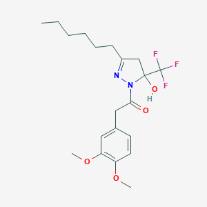 1-[(3,4-dimethoxyphenyl)acetyl]-3-hexyl-5-(trifluoromethyl)-4,5-dihydro-1H-pyrazol-5-ol