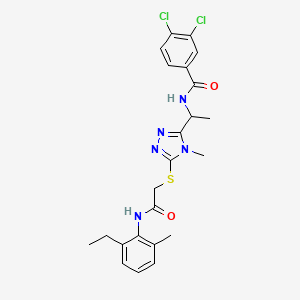 molecular formula C23H25Cl2N5O2S B4090502 3,4-dichloro-N-{1-[5-({2-[(2-ethyl-6-methylphenyl)amino]-2-oxoethyl}sulfanyl)-4-methyl-4H-1,2,4-triazol-3-yl]ethyl}benzamide 