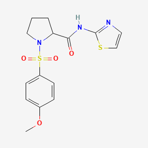 molecular formula C15H17N3O4S2 B4090529 1-[(4-methoxyphenyl)sulfonyl]-N-1,3-thiazol-2-ylprolinamide 