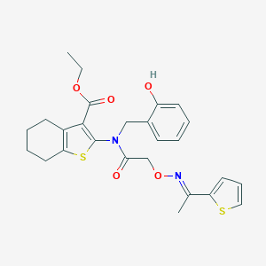 Ethyl 2-{(2-hydroxybenzyl)[({[1-(2-thienyl)ethylidene]amino}oxy)acetyl]amino}-4,5,6,7-tetrahydro-1-benzothiophene-3-carboxylate