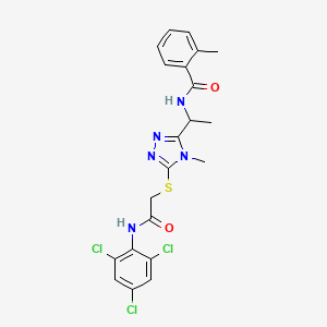 2-methyl-N-{1-[4-methyl-5-({2-oxo-2-[(2,4,6-trichlorophenyl)amino]ethyl}sulfanyl)-4H-1,2,4-triazol-3-yl]ethyl}benzamide