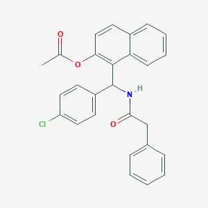 molecular formula C27H22ClNO3 B409055 1-{(4-Chlorophenyl)[(phenylacetyl)amino]methyl}naphthalen-2-yl acetate 