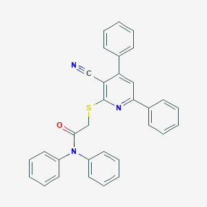 molecular formula C32H23N3OS B409059 2-(3-Cyano-4,6-diphenyl-pyridin-2-ylsulfanyl)-N,N-diphenyl-acetamide CAS No. 333766-07-7