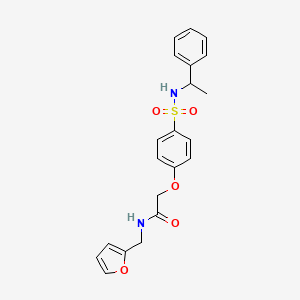 molecular formula C21H22N2O5S B4090591 N-(furan-2-ylmethyl)-2-[4-(1-phenylethylsulfamoyl)phenoxy]acetamide 