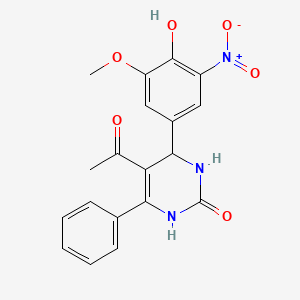 molecular formula C19H17N3O6 B4090597 5-acetyl-4-(4-hydroxy-3-methoxy-5-nitrophenyl)-6-phenyl-3,4-dihydro-2(1H)-pyrimidinone 