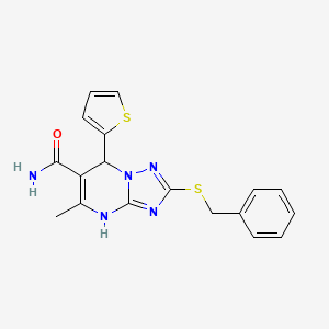 molecular formula C18H17N5OS2 B4090623 2-(Benzylsulfanyl)-5-methyl-7-(thiophen-2-YL)-4H,7H-[1,2,4]triazolo[1,5-A]pyrimidine-6-carboxamide 