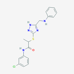 molecular formula C18H18ClN5OS B409064 2-[[5-(anilinomethyl)-1H-1,2,4-triazol-3-yl]sulfanyl]-N-(3-chlorophenyl)propanamide 