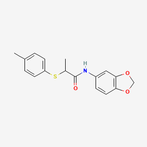 molecular formula C17H17NO3S B4090645 N-(1,3-benzodioxol-5-yl)-2-[(4-methylphenyl)sulfanyl]propanamide 