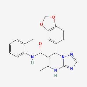 molecular formula C21H19N5O3 B4090686 7-(1,3-benzodioxol-5-yl)-5-methyl-N-(2-methylphenyl)-4,7-dihydro[1,2,4]triazolo[1,5-a]pyrimidine-6-carboxamide 