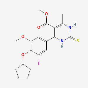 molecular formula C19H23IN2O4S B4090696 methyl 4-[4-(cyclopentyloxy)-3-iodo-5-methoxyphenyl]-6-methyl-2-thioxo-1,2,3,4-tetrahydro-5-pyrimidinecarboxylate 