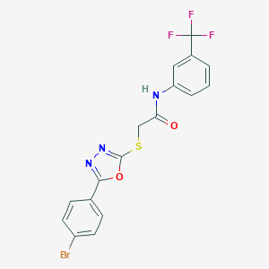 molecular formula C17H11BrF3N3O2S B409073 2-{[5-(4-bromophenyl)-1,3,4-oxadiazol-2-yl]sulfanyl}-N-[3-(trifluoromethyl)phenyl]acetamide 