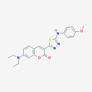 molecular formula C22H22N4O3S B409074 7-(diethylamino)-3-[5-(4-methoxyanilino)-1,3,4-thiadiazol-2-yl]-2H-chromen-2-one 