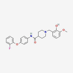 molecular formula C26H27FN2O4 B4090760 N-[4-(2-fluorophenoxy)phenyl]-1-(2-hydroxy-3-methoxybenzyl)-4-piperidinecarboxamide 