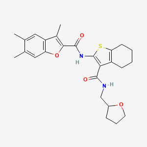 molecular formula C26H30N2O4S B4090784 3,5,6-trimethyl-N-(3-{[(tetrahydro-2-furanylmethyl)amino]carbonyl}-4,5,6,7-tetrahydro-1-benzothien-2-yl)-1-benzofuran-2-carboxamide 