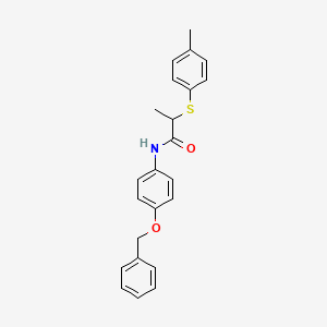 molecular formula C23H23NO2S B4090792 N-[4-(benzyloxy)phenyl]-2-[(4-methylphenyl)thio]propanamide 