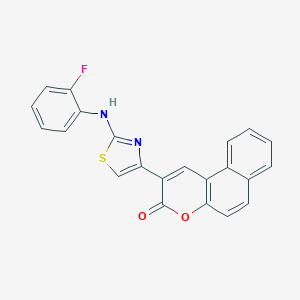 molecular formula C22H13FN2O2S B409081 2-[2-(2-Fluoro-phenylamino)-thiazol-4-yl]-benzo[f]chromen-3-one 