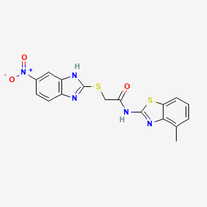 molecular formula C17H13N5O3S2 B4090825 N-(4-methyl-1,3-benzothiazol-2-yl)-2-[(5-nitro-1H-benzimidazol-2-yl)thio]acetamide 