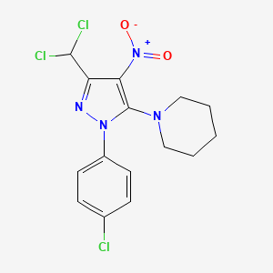 1-[1-(4-chlorophenyl)-3-(dichloromethyl)-4-nitro-1H-pyrazol-5-yl]piperidine