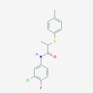 N-(3-chloro-4-fluorophenyl)-2-[(4-methylphenyl)sulfanyl]propanamide