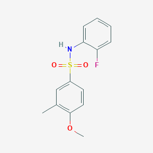 molecular formula C14H14FNO3S B4090859 N-(2-fluorophenyl)-4-methoxy-3-methylbenzenesulfonamide 