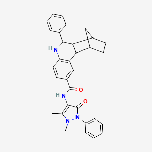 N-(1,5-dimethyl-3-oxo-2-phenyl-2,3-dihydro-1H-pyrazol-4-yl)-10-phenyl-9-azatetracyclo[10.2.1.0~2,11~.0~3,8~]pentadeca-3,5,7-triene-5-carboxamide