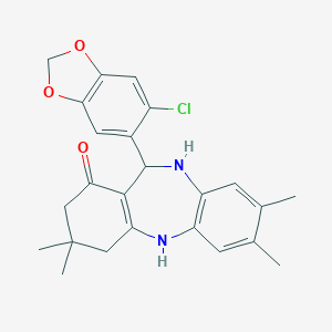 molecular formula C24H25ClN2O3 B409095 11-(6-chloro-1,3-benzodioxol-5-yl)-3,3,7,8-tetramethyl-2,3,4,5,10,11-hexahydro-1H-dibenzo[b,e][1,4]diazepin-1-one 