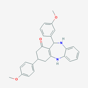 molecular formula C27H26N2O3 B409098 6-(3-Methoxyphenyl)-9-(4-methoxyphenyl)-5,6,8,9,10,11-hexahydrobenzo[b][1,4]benzodiazepin-7-one CAS No. 330210-12-3