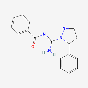 molecular formula C17H16N4O B4090982 N-[imino(5-phenyl-4,5-dihydro-1H-pyrazol-1-yl)methyl]benzamide 