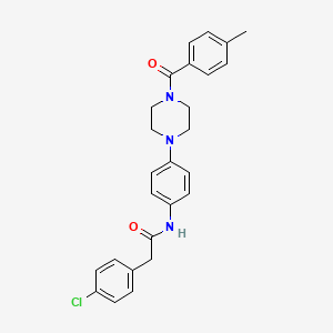 molecular formula C26H26ClN3O2 B4090997 2-(4-chlorophenyl)-N-{4-[4-(4-methylbenzoyl)-1-piperazinyl]phenyl}acetamide 