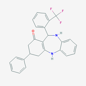 9-Phenyl-6-[2-(trifluoromethyl)phenyl]-5,6,8,9,10,11-hexahydrobenzo[b][1,4]benzodiazepin-7-one