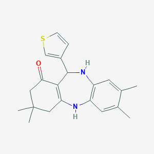 molecular formula C21H24N2OS B409107 3,3,7,8-tetramethyl-11-(3-thienyl)-2,3,4,5,10,11-hexahydro-1H-dibenzo[b,e][1,4]diazepin-1-one 