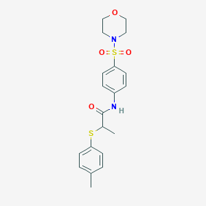 molecular formula C20H24N2O4S2 B4091087 2-[(4-methylphenyl)thio]-N-[4-(4-morpholinylsulfonyl)phenyl]propanamide 