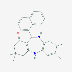 molecular formula C27H28N2O B409110 2,3,9,9-tetramethyl-6-naphthalen-1-yl-6,8,10,11-tetrahydro-5H-benzo[b][1,4]benzodiazepin-7-one CAS No. 330958-04-8