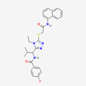 molecular formula C27H28FN5O2S B4091115 N-[1-(4-ethyl-5-{[2-(naphthalen-1-ylamino)-2-oxoethyl]sulfanyl}-4H-1,2,4-triazol-3-yl)-2-methylpropyl]-4-fluorobenzamide 