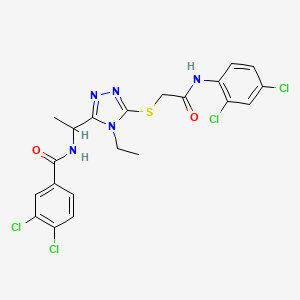 3,4-dichloro-N-{1-[5-({2-[(2,4-dichlorophenyl)amino]-2-oxoethyl}sulfanyl)-4-ethyl-4H-1,2,4-triazol-3-yl]ethyl}benzamide