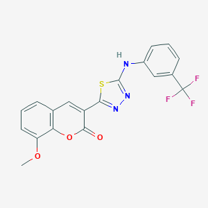 molecular formula C19H12F3N3O3S B409118 8-methoxy-3-{5-[3-(trifluoromethyl)anilino]-1,3,4-thiadiazol-2-yl}-2H-chromen-2-one CAS No. 330157-42-1