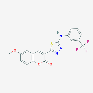 molecular formula C19H12F3N3O3S B409119 6-(methyloxy)-3-(5-{[3-(trifluoromethyl)phenyl]amino}-1,3,4-thiadiazol-2-yl)-2H-chromen-2-one CAS No. 329690-29-1