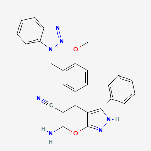 6-Amino-4-[3-(benzotriazol-1-ylmethyl)-4-methoxyphenyl]-3-phenyl-2,4-dihydropyrano[2,3-c]pyrazole-5-carbonitrile