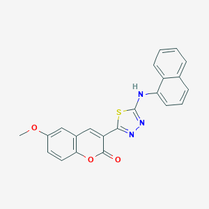 molecular formula C22H15N3O3S B409122 6-methoxy-3-[5-(1-naphthylamino)-1,3,4-thiadiazol-2-yl]-2H-chromen-2-one 